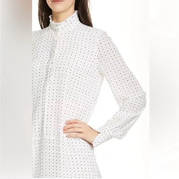 Joie Prynn Porcelain Print Shift Dress Frilly Pleated Long Sleeve XS NWT - Picture 12 of 12